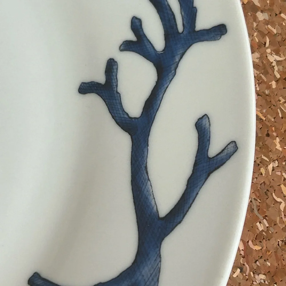 Z Gallerie Blue Coral Porcelain Dinner Plate 10 1/2”. Retired EUC Hard To Find.